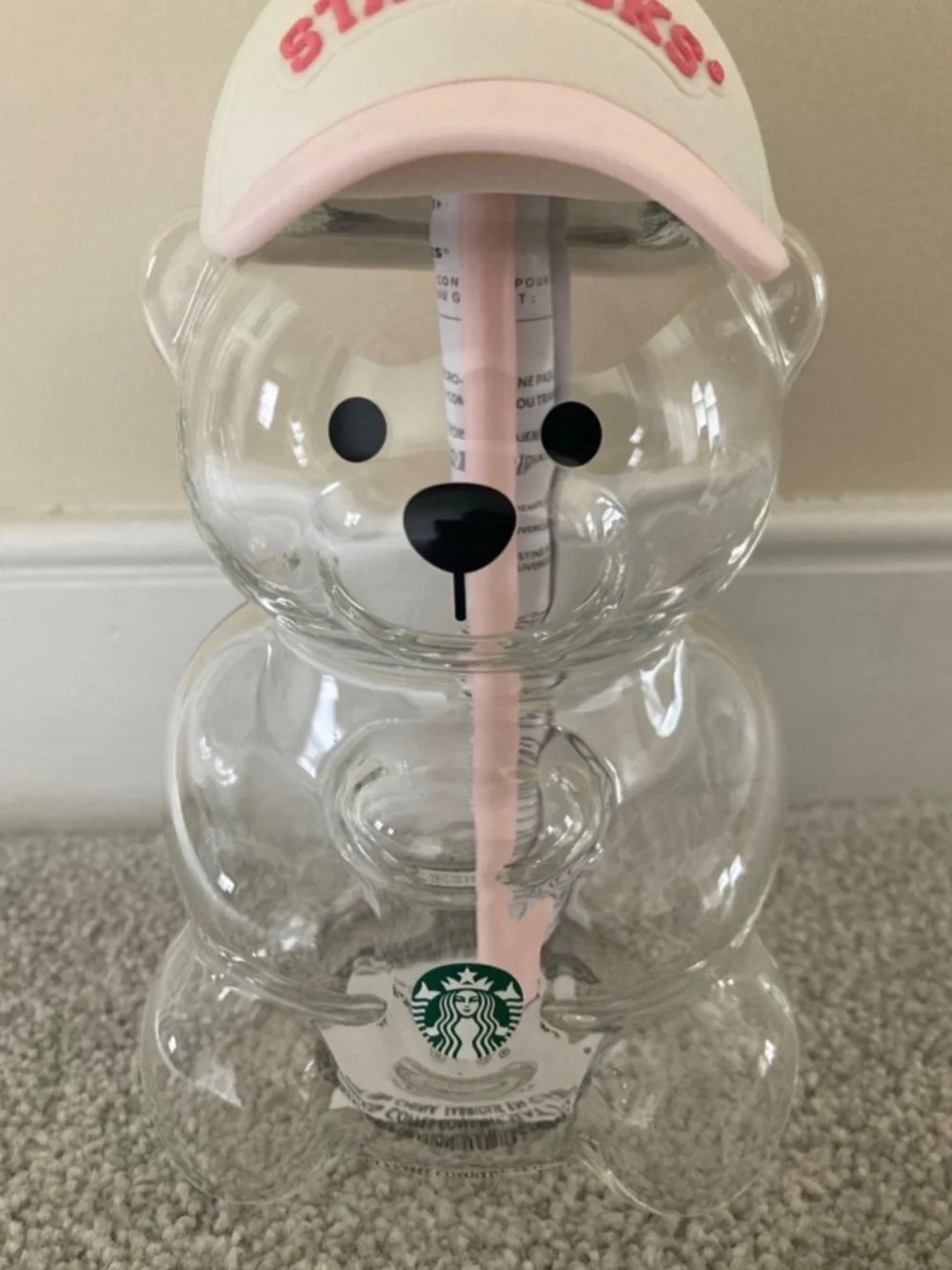 2026 Starbucks Pink Bearista Bear Glass Cold Cup